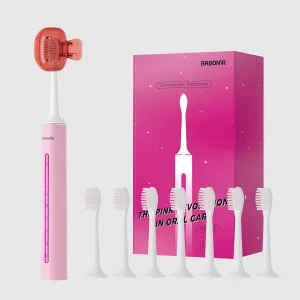 Sonic Electric Toothbrush with 8 Brush Heads for Adults & Kids 3 , Type-C Rechargeable Toothbrush with Cover Cap, 5 Adjustable Modes, SmarTimer, IPX7 Waterproof, One Charge for 180 Days, Light Pink