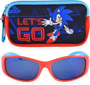 Sonic The Hedgehog Boys Sunglasses For Kids and Glasses Case Set with Carabiner Protective Eyewear for Toddler (Multicolor)