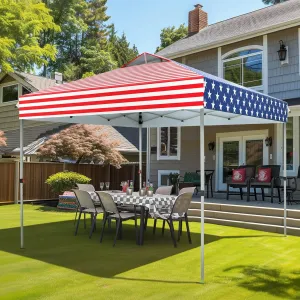 Sophia & William Canopy Tent Pop Up 10x10 ft, Outdoor Patio Portable Commercial Canopies Shelter Heavy Duty Straight Legs with Roller Bag, 8 Stakes, 4 Guy Ropes, UPF50 , Green & White Stripes