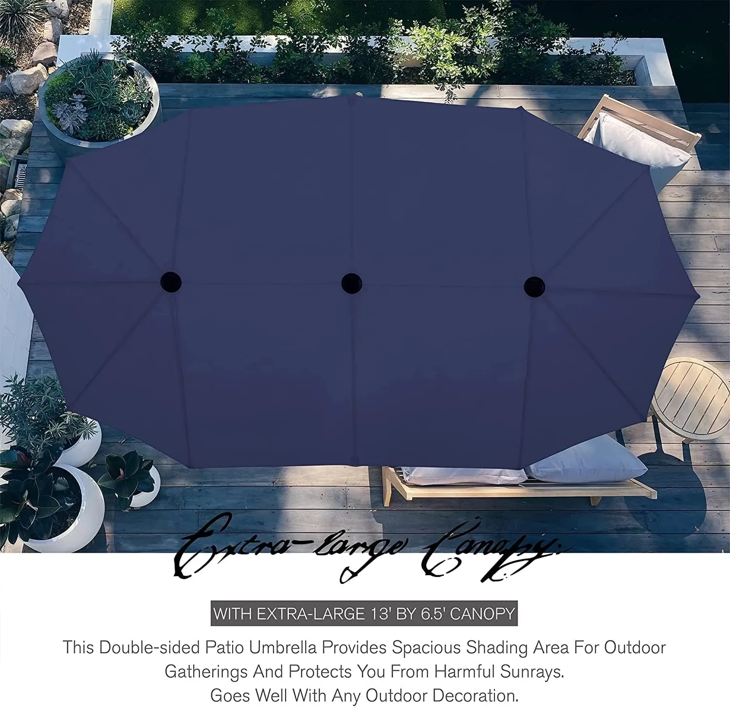 Sophia & William Patio Set with Umbrella 8 Pieces Outdoor Dining Set for 6 with 13ft Double-Sided Patio Umbrella Navy, 6 x Swivel Patio Chairs, 1 Metal Table for Lawn Garden