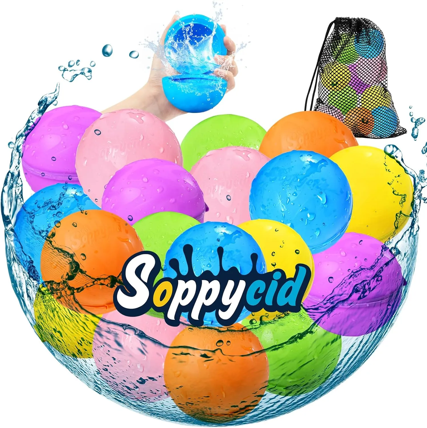 SOPPYCID Reusable Water Balloons,Water Balloons Reusable for Kids,Water Balloons Quick Fill Silicone Magnetic Self Sealing Balloons Outdoor Toys For Water Toys