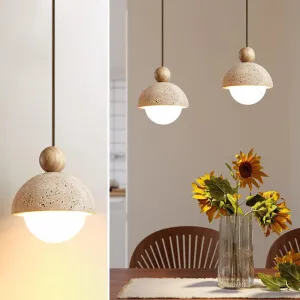 Spherical Wabi Sabi Natural Stone Pendant Light Retro Japanese Style Vintage Hanging Light for Girl's Room Kitchen Island Dining Room Bedroom G9 Light Concrete Nordic Mini Cement Yellow Travertine