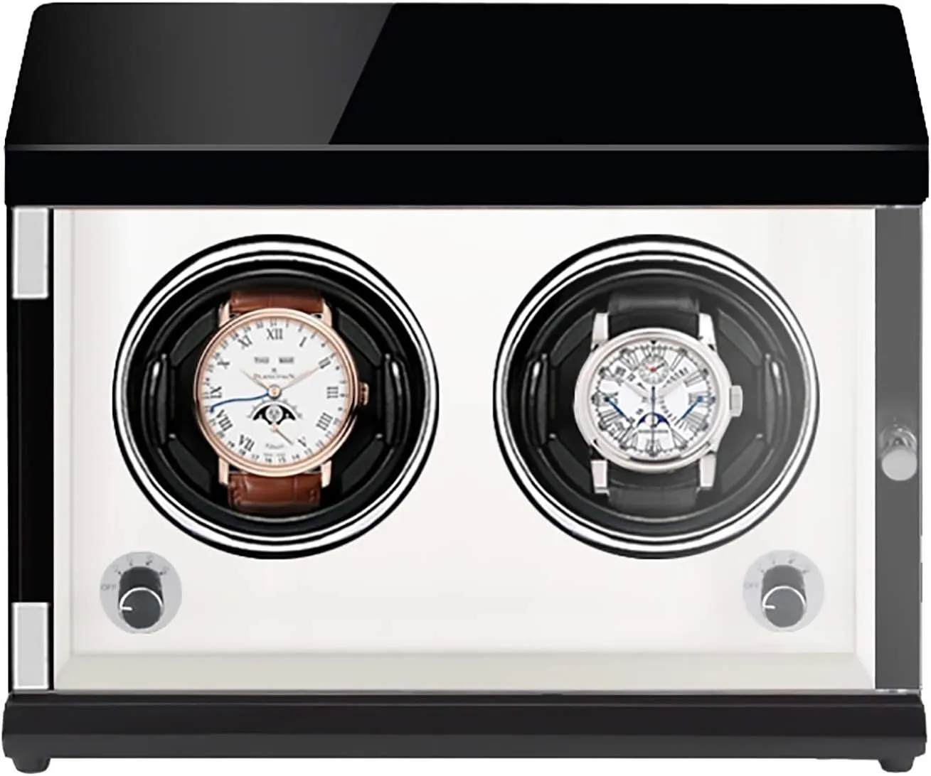 Spinner Winding Box Watch Winders - Rechargeable Two-Position Watch Shaker Mechanical Watch Winder Vertical Automatic Watch Winding Box with Light-Sensitive Led Light Quiet and Well Operated