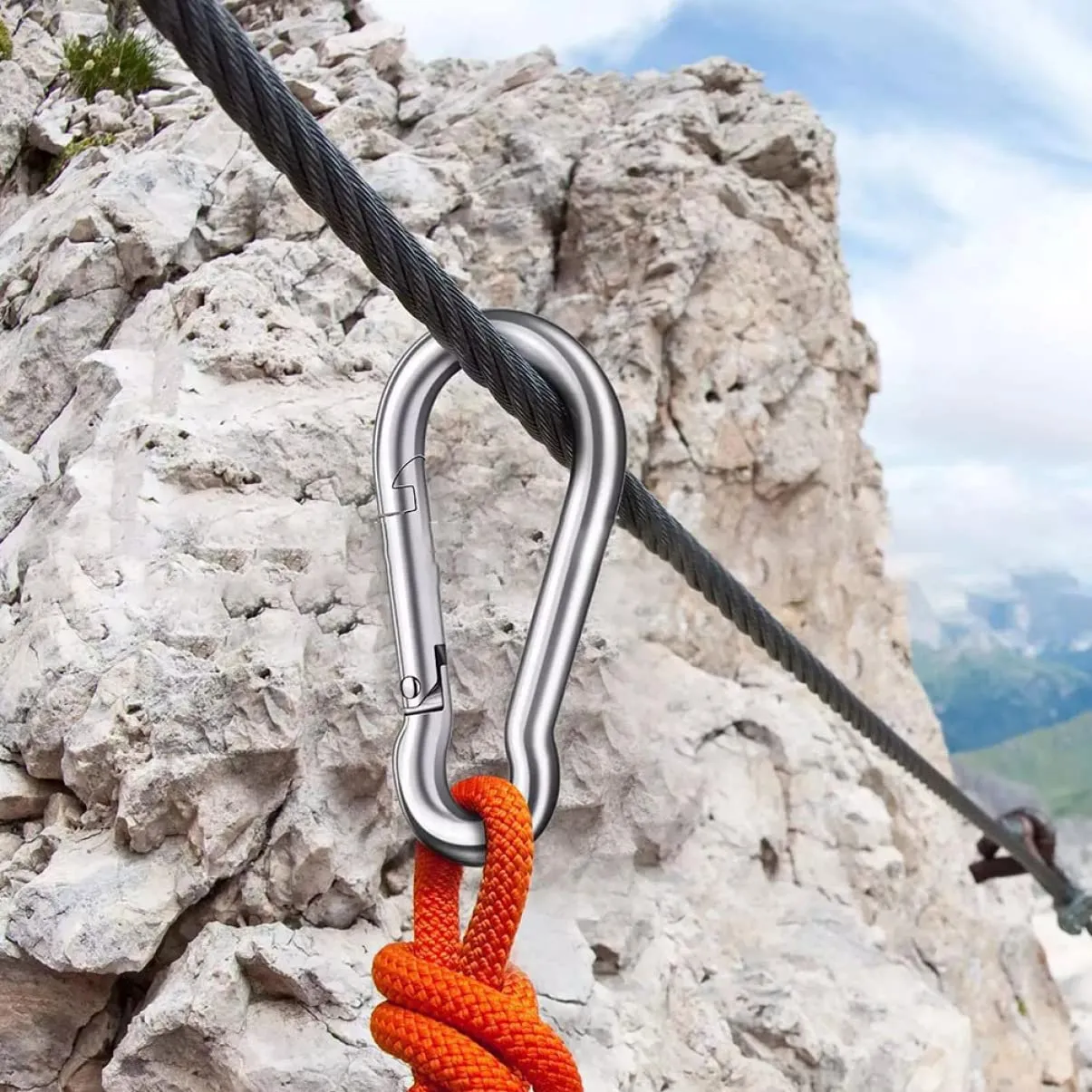 Stainless Steel Carabiner Hook Carabiner Ring Buckle Carabiner Clips Camping (3 pcs)