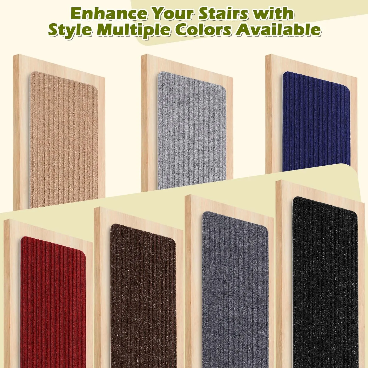 Stair Treads Non-Slip 16 Pack 8"x30" - Carpet Stair Runner for Indoor Wooden Steps with TPE Backing & Anti-Skid Surface, Reusable Adhesive Safety Rug for Kids/Elder/Pet-Friendly - Grey