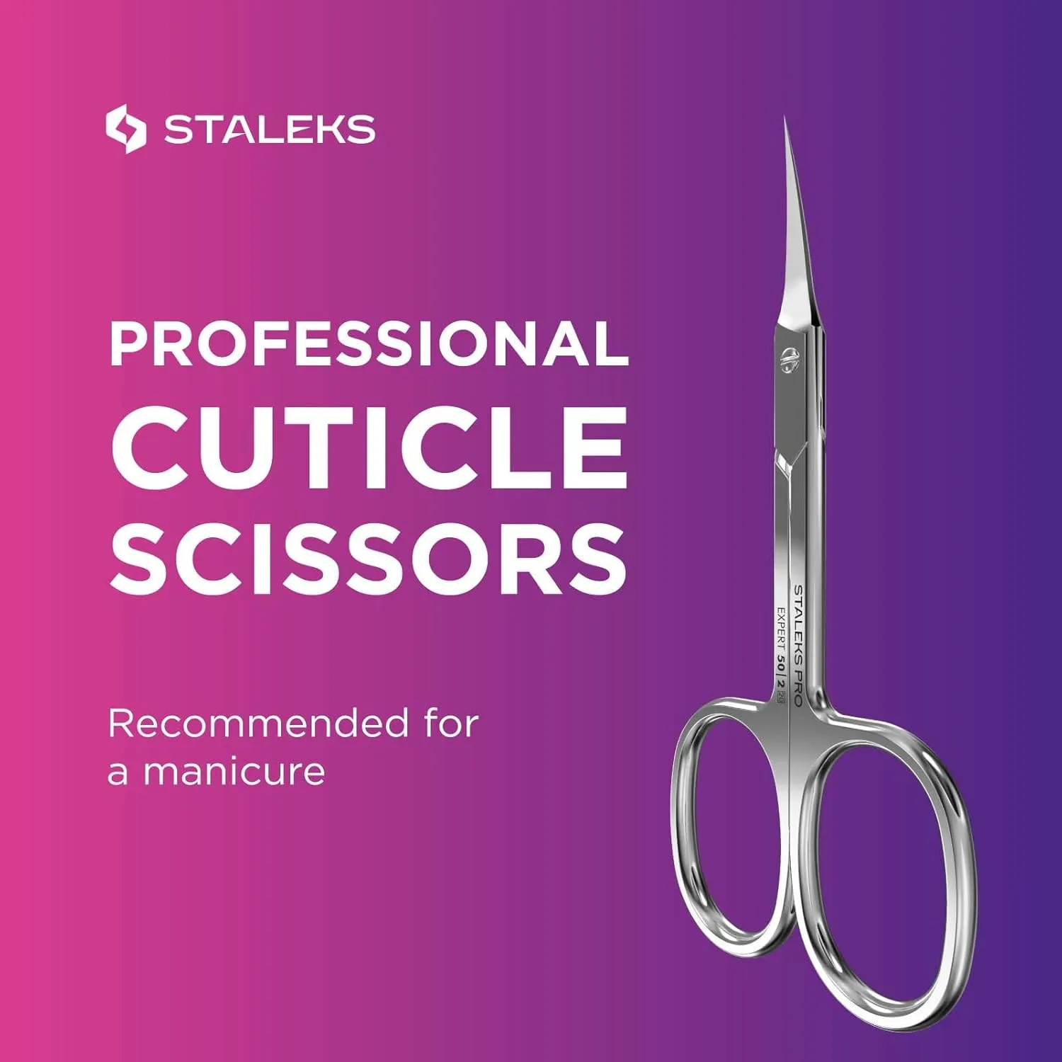 Staleks Pro Expert 50 Cuticle Scissors - Stainless Steel, Extra Fine Curved Blade for Precise Cuticle Trimming: Professional Manicure Scissors for cutticle SE-50/2