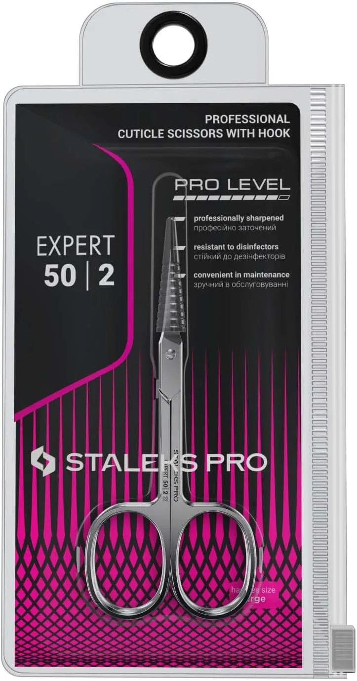 Staleks Pro Expert 50 Cuticle Scissors - Stainless Steel, Extra Fine Curved Blade for Precise Cuticle Trimming: Professional Manicure Scissors for cutticle SE-50/2