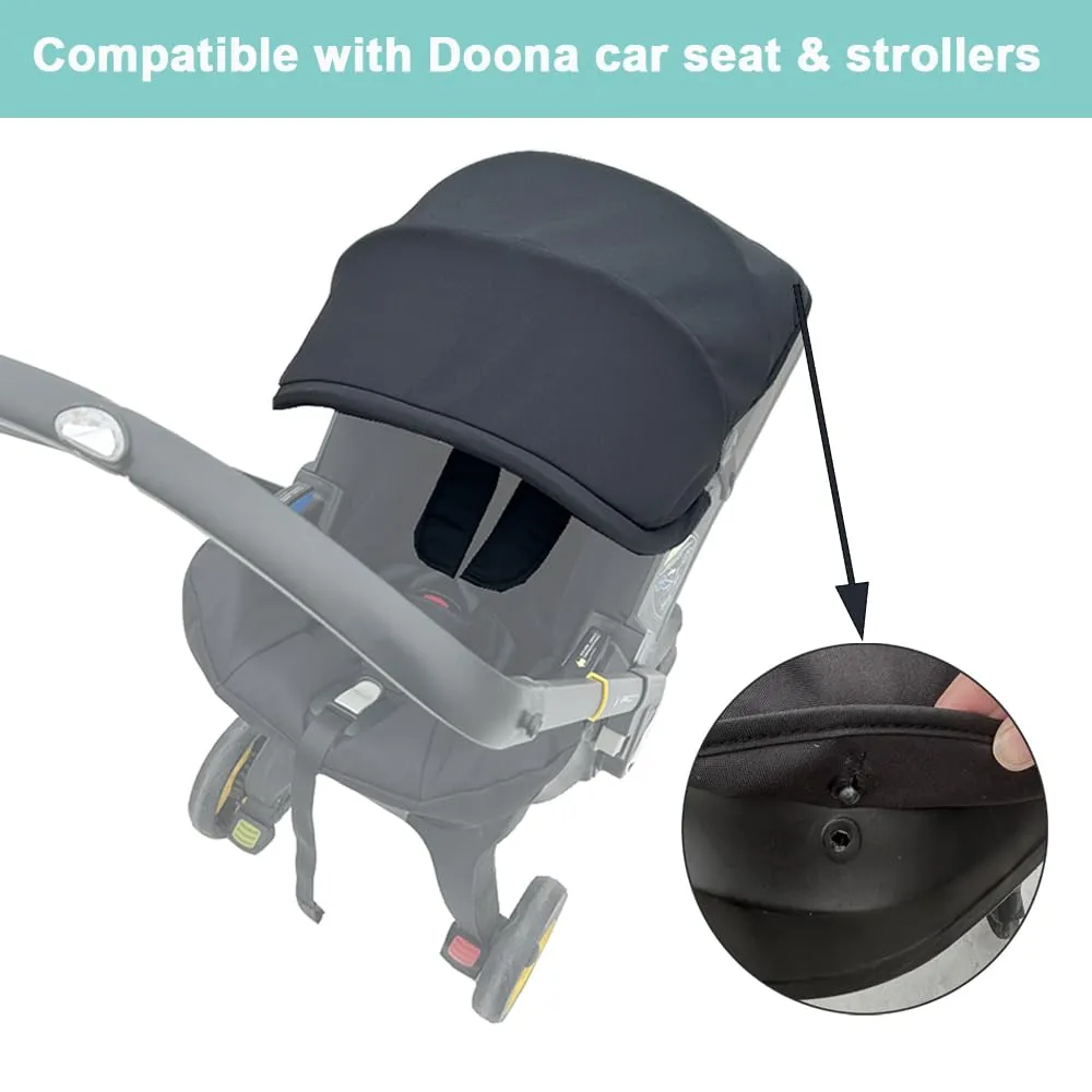 Stroller Accessories Replacement Canopy Compatible with Doona  and Doona i Car Seats & Strollers, Larger Sunshade, Durable Fabric (Black)