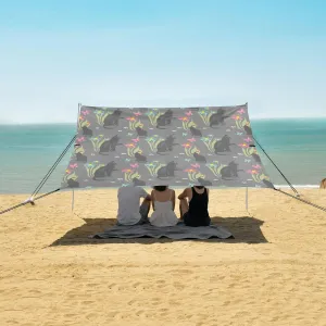 Summer Cats and Flowers Beach Camping Tent Sun Shelter for Whole Family, Beach Shade Canopy with UPF50  UV Protection,Easy Set Up and Carry,Outdoor Shade for Trips, Fishing, Backyard Fun Picnic
