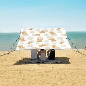 Summer Ice Cream Waffle Cup Beach Canopy Tent Anti-UV & Wind Resistant, Camping Sun Shelter Easy Setup Portable,Outdoor Shade Tents with Sandbags,Sand Shovels,Ground Pegs & Stability Poles