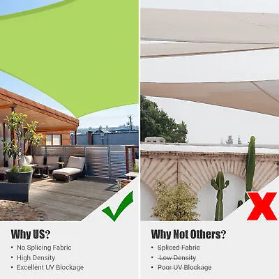 Sun Shade Sail 12x12Ft 97% UV Block Square Canopy Yard Patio Pool Apple Green