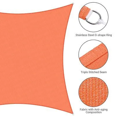 Sun Shade Sail 23x22FT 97% UV Block Rectangle Canopy Patio Pool Bright Orange