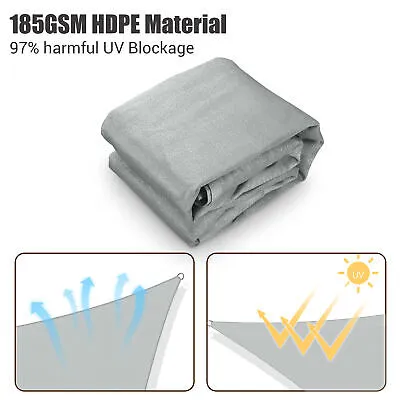 Sun Shade Sail 28Ft 97% UV Block Triangle Canopy Outdoor Patio Pool Cload Gray