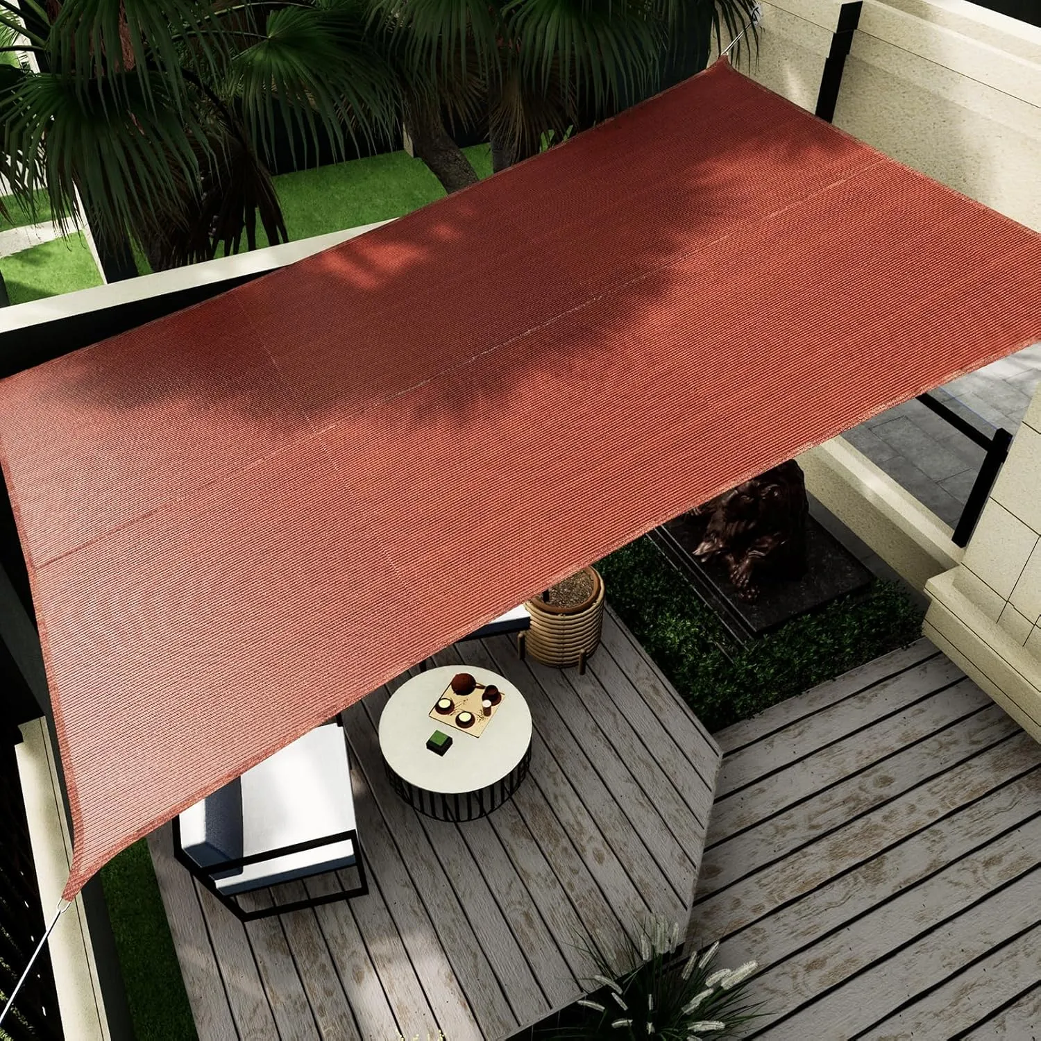 Sun Shade Sail Canopy, 8'x 10' Rectangle 95% UV Block Shade Cover for Outdoor, Backyard Patio, Lawn, Garden, Sandbox Carpor Brick Red
