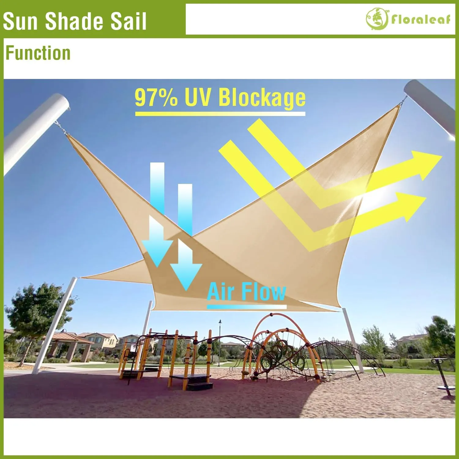 Sun Shade Sail Sand 6'x6'x6' Triangle Heavy Duty Canopy UV Block Sun Shade Air Permeable Cloth for Outdoor Patio Garden Backyard Awning
