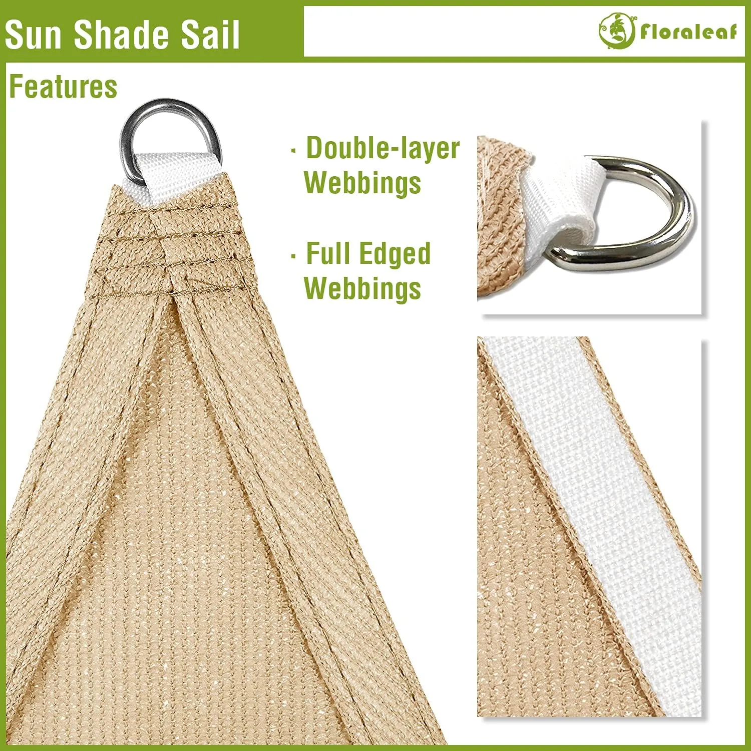 Sun Shade Sail Sand 6'x6'x6' Triangle Heavy Duty Canopy UV Block Sun Shade Air Permeable Cloth for Outdoor Patio Garden Backyard Awning