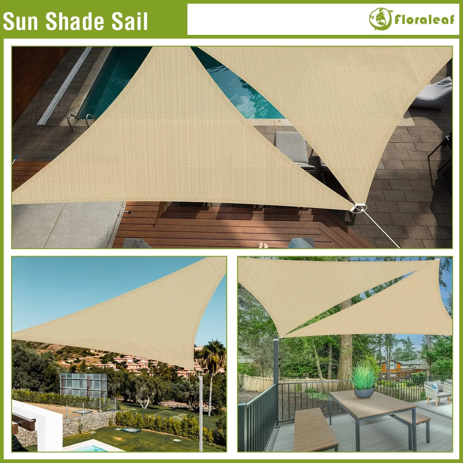 Sun Shade Sail Sand 6'x6'x6' Triangle Heavy Duty Canopy UV Block Sun Shade Air Permeable Cloth for Outdoor Patio Garden Backyard Awning