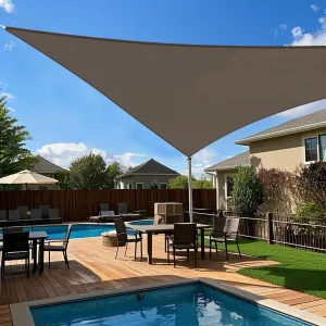 Sun Shade Sails Triangle 4' x 8' x 8.9' UV Block Sunshade Canopy Fabric for Patio Pergola Pool Garden Backyard Outdoor Activities, Brown