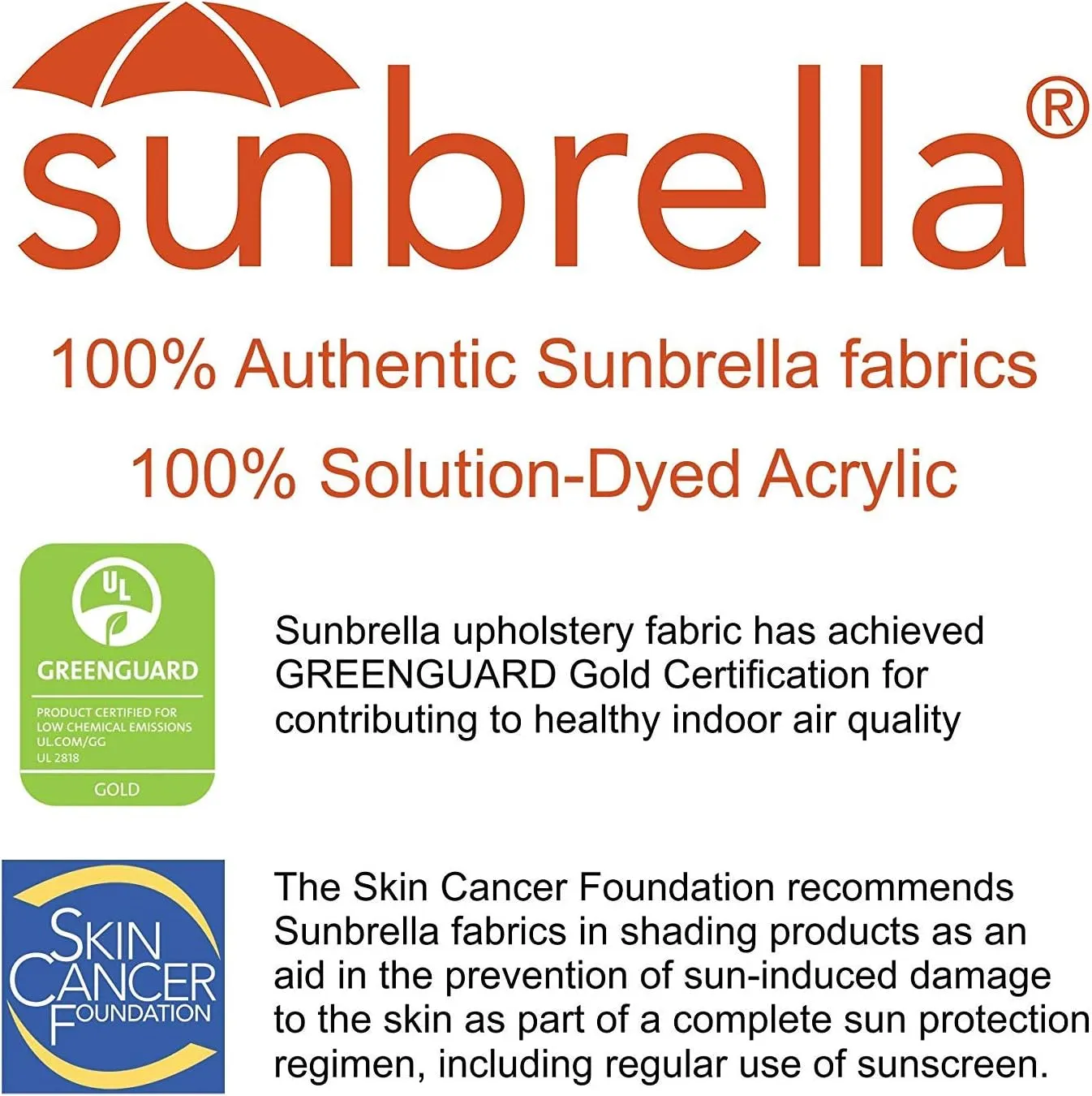 Sunbrella Fabric Umbrella Replacement Canopy Only for 9 feet 8 Ribs Outdoor Patio Umbrella UPF 50 