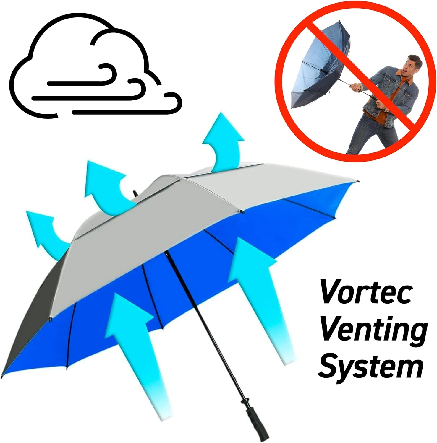 SunTek 68" UV Protection Wind Cheater Vented Canopy Umbrella