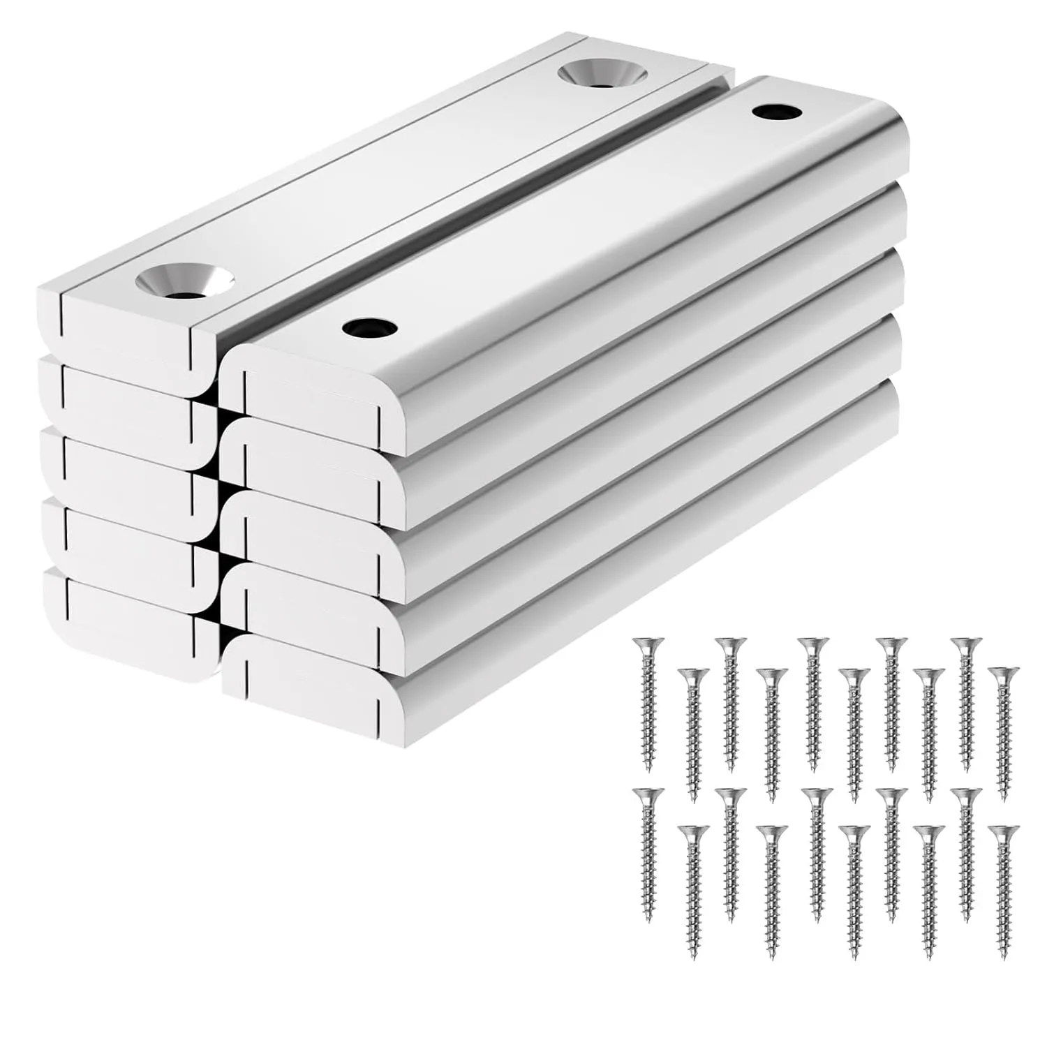 Super Strong Neodymium 100lbs Rectangular Channel Magnet - 2.50" Length-10 Pack,Pot Magnets with Matching Screws,Strong Rare Earth Magnets with Countersunk Holes,Magnetic Knife Tools Holder