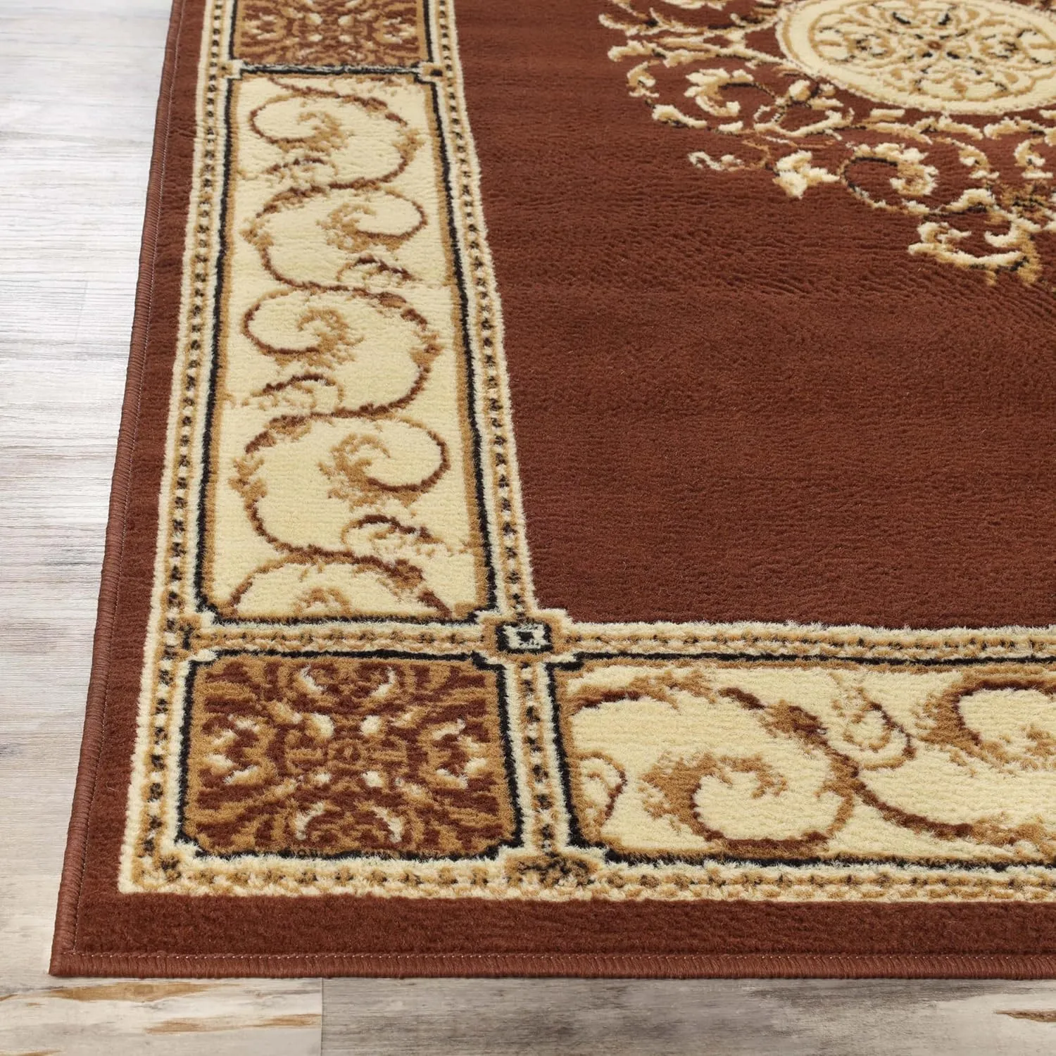 Superior Indoor Area Rug, Plush Carpet Cover, Traditional Oriental Medallion, Perfect for Hallway, Entryay, Living, Dining, Bedroom, Office, Kitchen, Medallion Collection, 5' x 8', Toffee