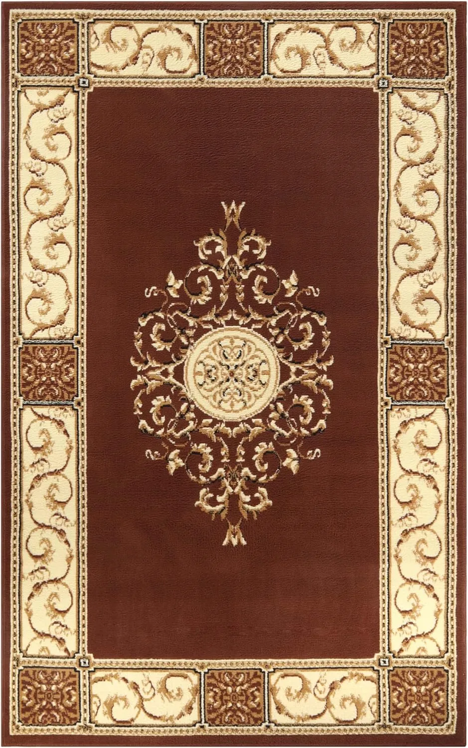 Superior Indoor Area Rug, Plush Carpet Cover, Traditional Oriental Medallion, Perfect for Hallway, Entryay, Living, Dining, Bedroom, Office, Kitchen, Medallion Collection, 5' x 8', Toffee