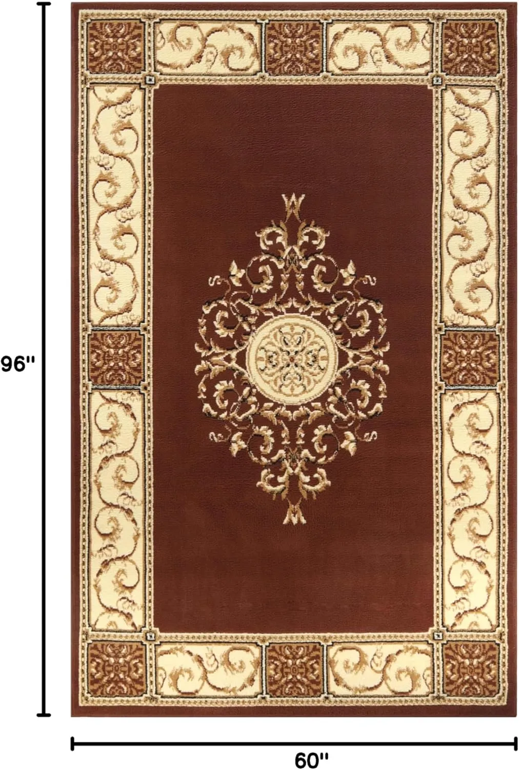 Superior Indoor Area Rug, Plush Carpet Cover, Traditional Oriental Medallion, Perfect for Hallway, Entryay, Living, Dining, Bedroom, Office, Kitchen, Medallion Collection, 5' x 8', Toffee
