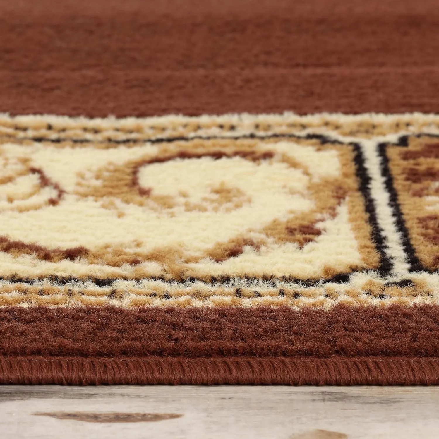 Superior Indoor Area Rug, Plush Carpet Cover, Traditional Oriental Medallion, Perfect for Hallway, Entryay, Living, Dining, Bedroom, Office, Kitchen, Medallion Collection, 5' x 8', Toffee