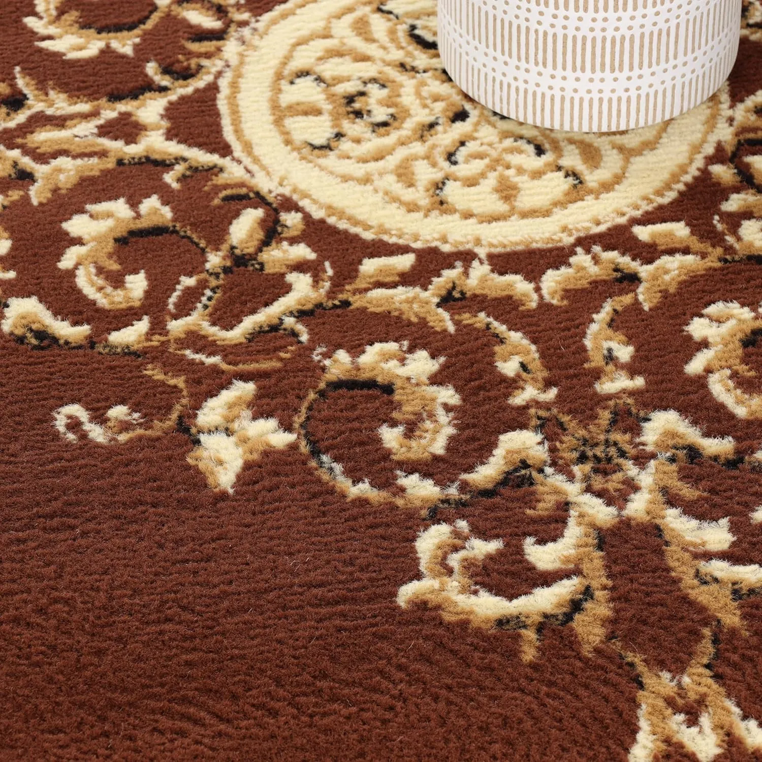 Superior Indoor Area Rug, Plush Carpet Cover, Traditional Oriental Medallion, Perfect for Hallway, Entryay, Living, Dining, Bedroom, Office, Kitchen, Medallion Collection, 5' x 8', Toffee