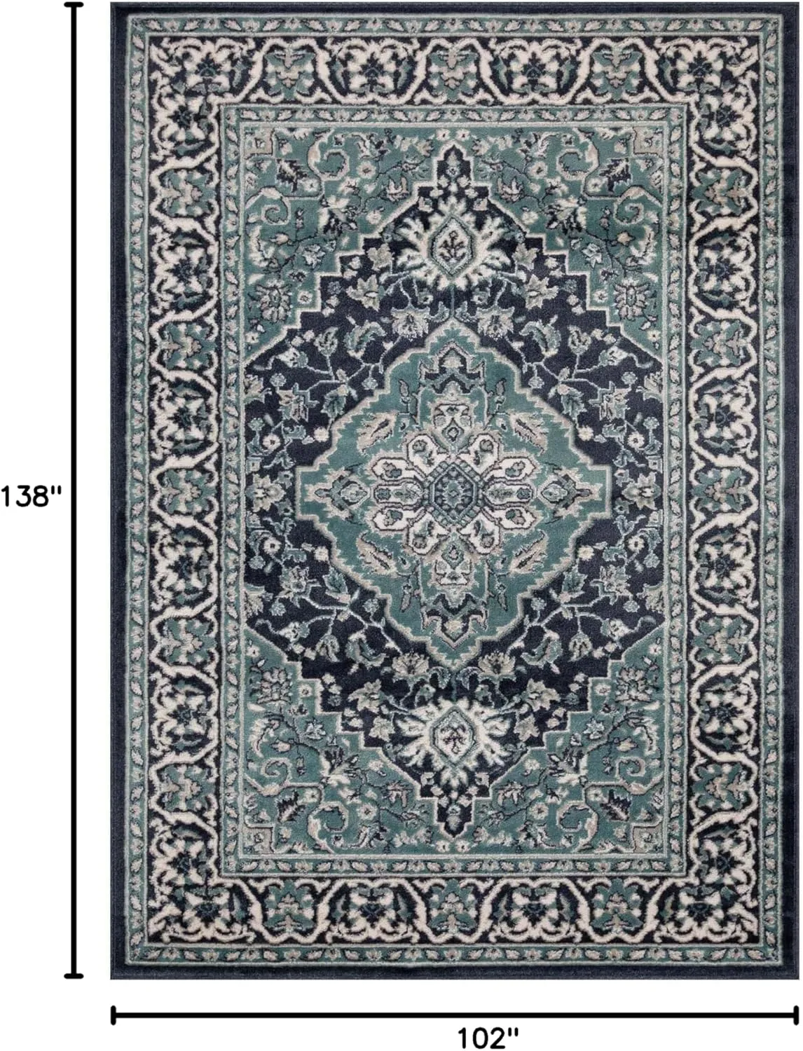Superior Indoor Area Rug, Plush Carpet Cover, Traditional Oriental Medallion, Perfect for Hallway, Entryway, Living, Dining, Bedroom, Office, Kitchen, Glendale Collection, 8' 6" x 11' 6", Deep Royal