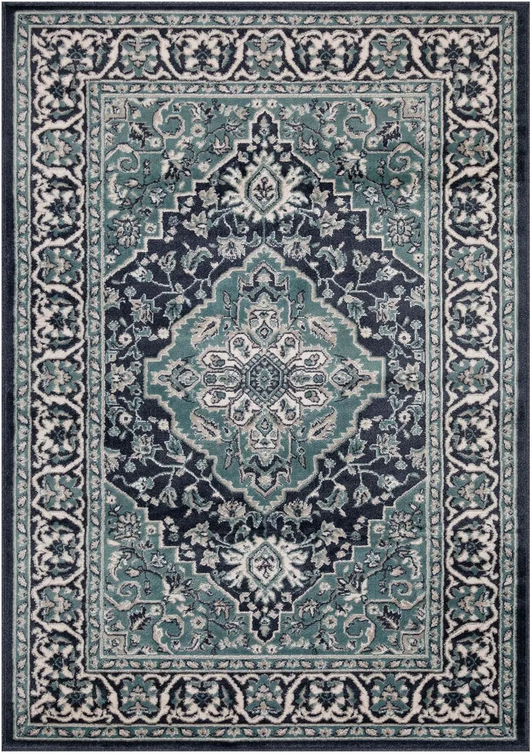 Superior Indoor Area Rug, Plush Carpet Cover, Traditional Oriental Medallion, Perfect for Hallway, Entryway, Living, Dining, Bedroom, Office, Kitchen, Glendale Collection, 8' 6" x 11' 6", Deep Royal