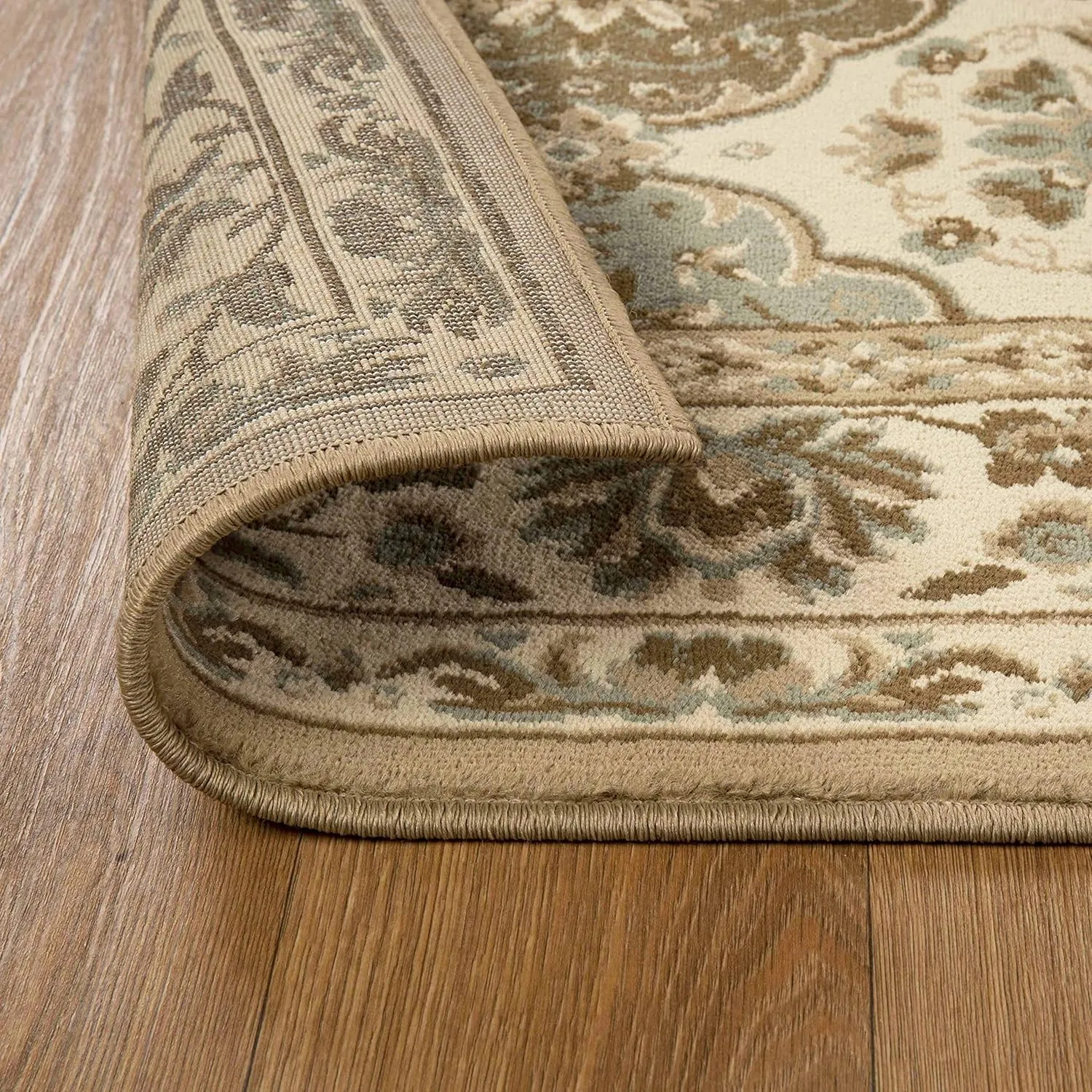 Superior Indoor Area Rug, Traditional Floral Classic Floor Decor for Bedroom, Entryway, Hallway, Office, Living/Dining, Plush Carpet Cover, Palmyra Collection, 4' x 6', Beige