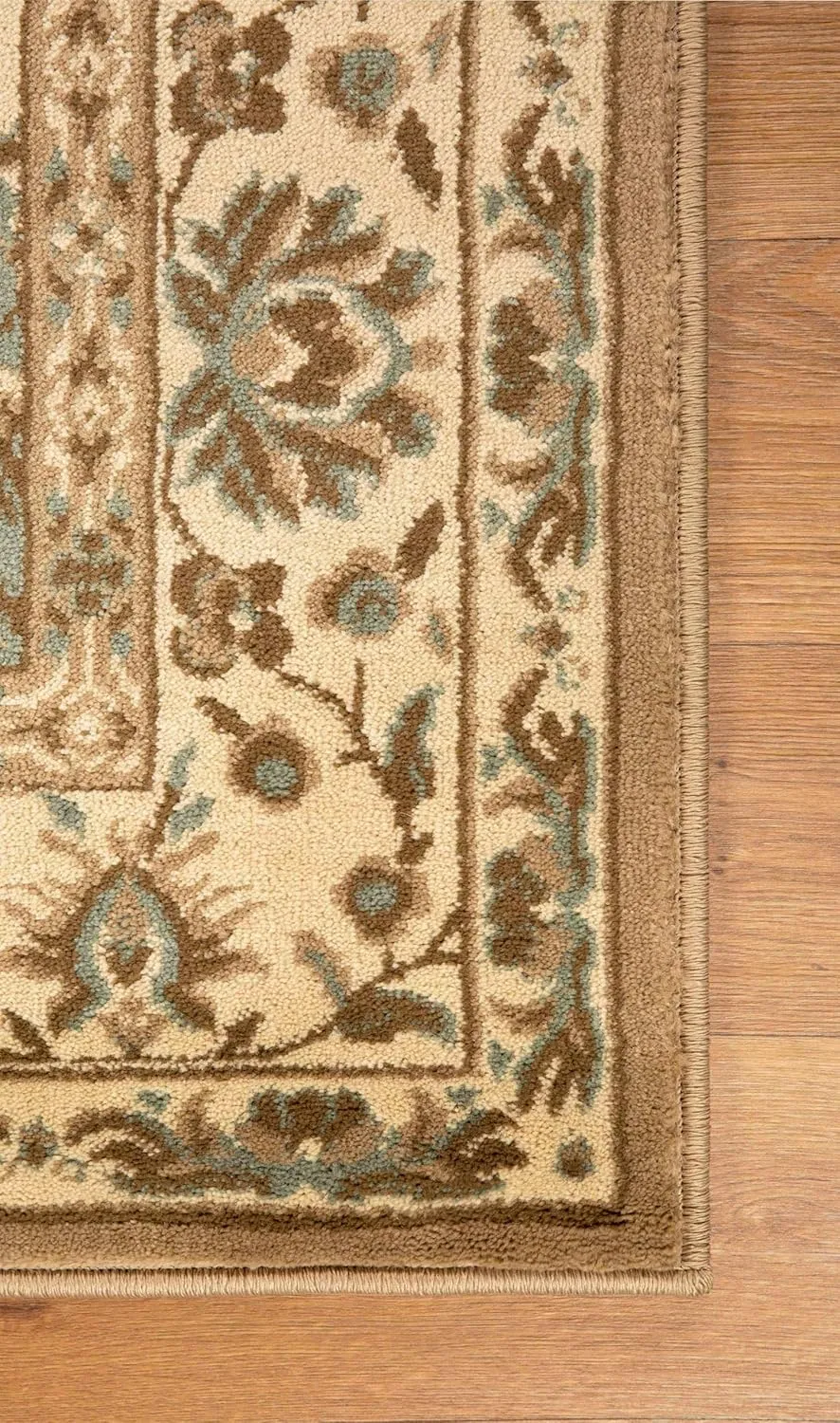 Superior Indoor Area Rug, Traditional Floral Classic Floor Decor for Bedroom, Entryway, Hallway, Office, Living/Dining, Plush Carpet Cover, Palmyra Collection, 4' x 6', Beige