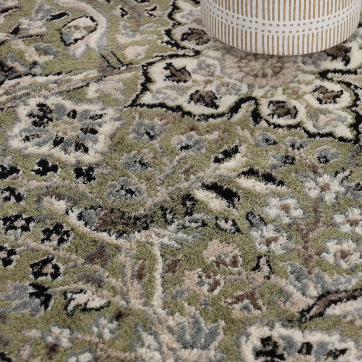 Superior Indoor Runner Rug, Jute Backed, Perfect for Entryway, Office, Living/Dining Room, Bedroom, Kitchen, Hardwood Floor, Floral Medallion Decor, Radcliffe Collection, 2' 7" x 10', Green
