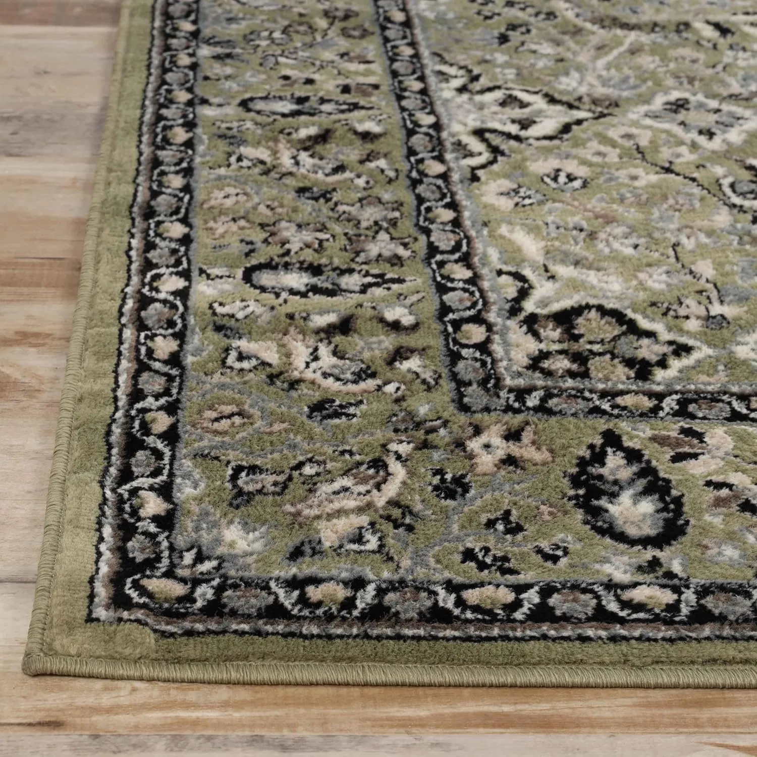 Superior Indoor Runner Rug, Jute Backed, Perfect for Entryway, Office, Living/Dining Room, Bedroom, Kitchen, Hardwood Floor, Floral Medallion Decor, Radcliffe Collection, 2' 7" x 10', Green