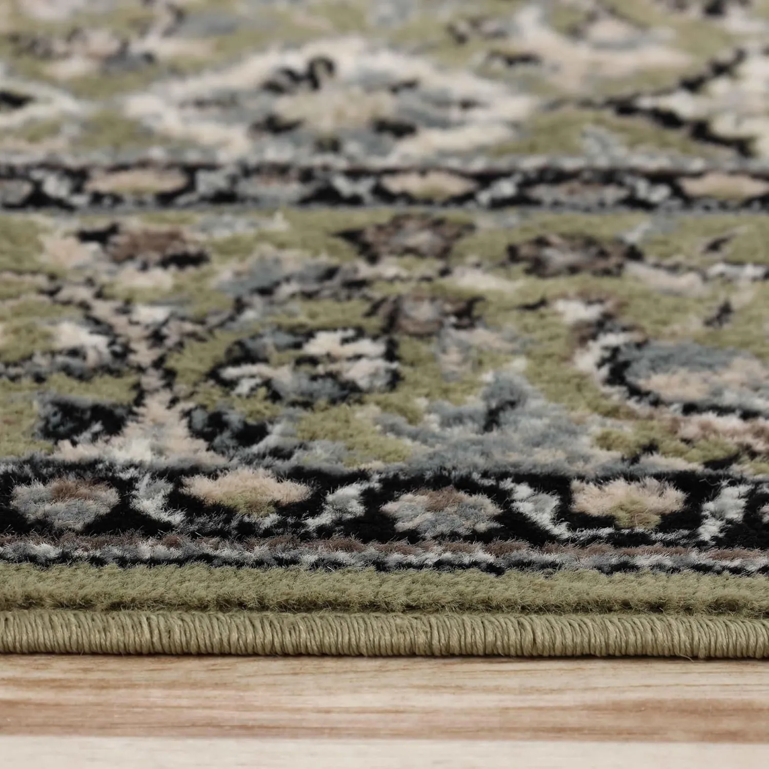 Superior Indoor Runner Rug, Jute Backed, Perfect for Entryway, Office, Living/Dining Room, Bedroom, Kitchen, Hardwood Floor, Floral Medallion Decor, Radcliffe Collection, 2' 7" x 10', Green