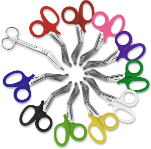 SURGICAL ONLINE 11 Pcs Set - Razor-Sharp EMT Trauma Shears   5.5" Lister Bandage Scissor - Heavy Duty, Non-Stick Surface, Ergonomic Handle, Comfortable Grip, CE Certified. (Assorted Rainbow Colors)