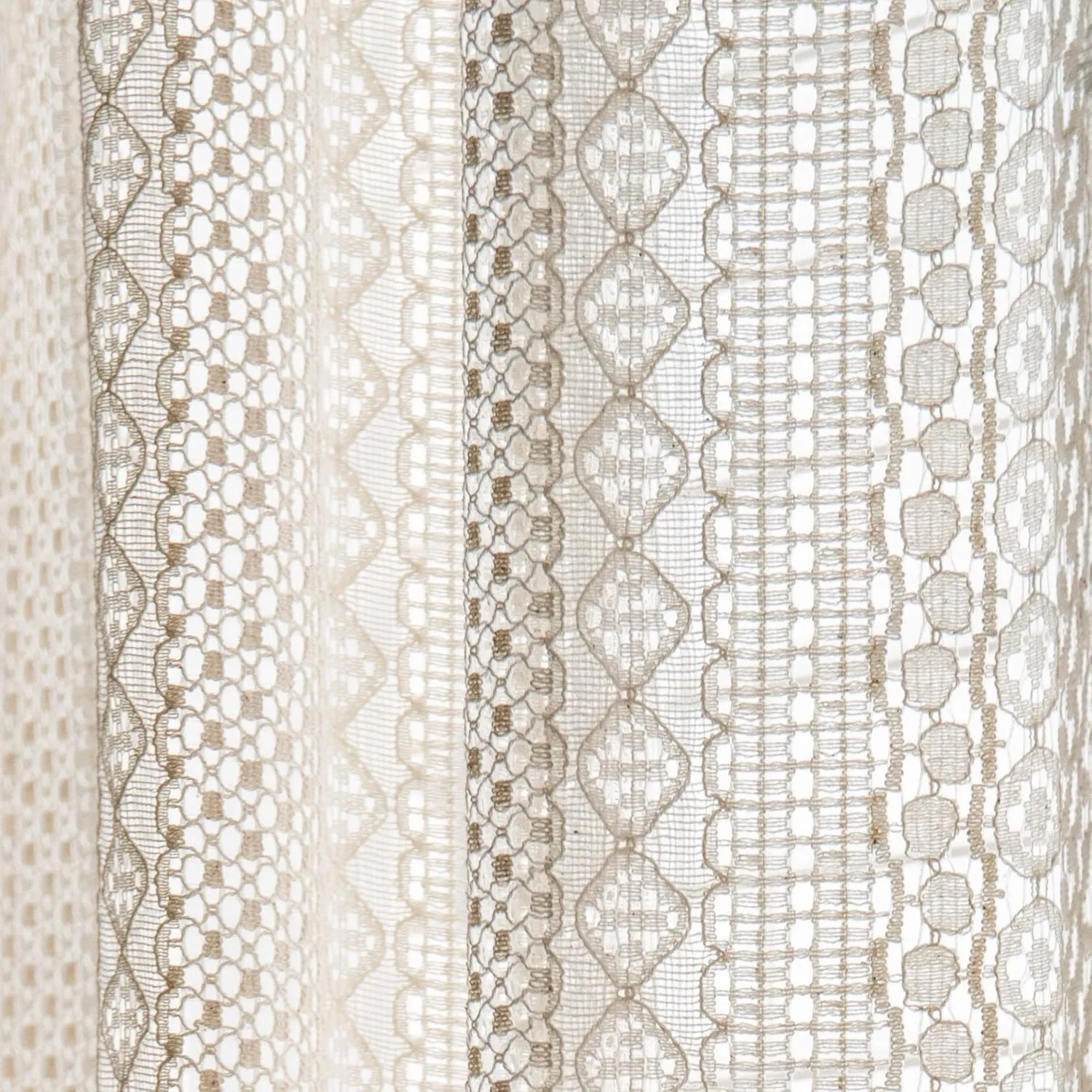 Sutuo Home Boho Curtains Crochet Lace Semi-Sheer Bohemian Hollow Knitted Handmade Tassels, Rod Pocket Window Treatment Vintage Rustic Farmhouse Drapes for Living Bedroom, 1 Panel 59" W x 84" L, Beige