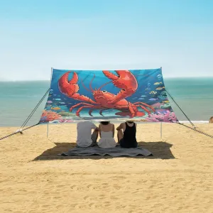 Swaggering Lobster Sea World Beach Camping Tent Sun Shelter for Whole Family, Beach Shade Canopy with UPF50  UV Protection,Easy Set Up and Carry,Outdoor Shade for Trips, Fishing, Backyard Fun P
