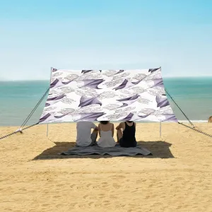 Swimming Fishes Manta Rays Beach Canopy Tent Anti-UV & Wind Resistant, Camping Sun Shelter Easy Setup Portable,Outdoor Shade Tents with Sandbags,Sand Shovels,Ground Pegs & Stability Poles