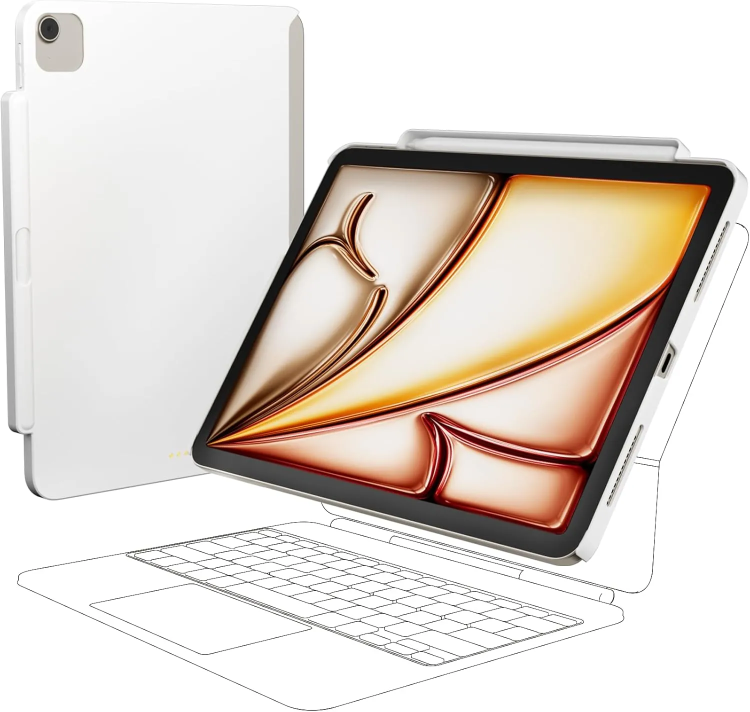 SwitchEasy CoverBuddy Lite for 2024 iPad Air 11" - Case Compatible with Magic Keyboard for iPad Air (M2), with Apple Pencil Pro Pencil Holder - White