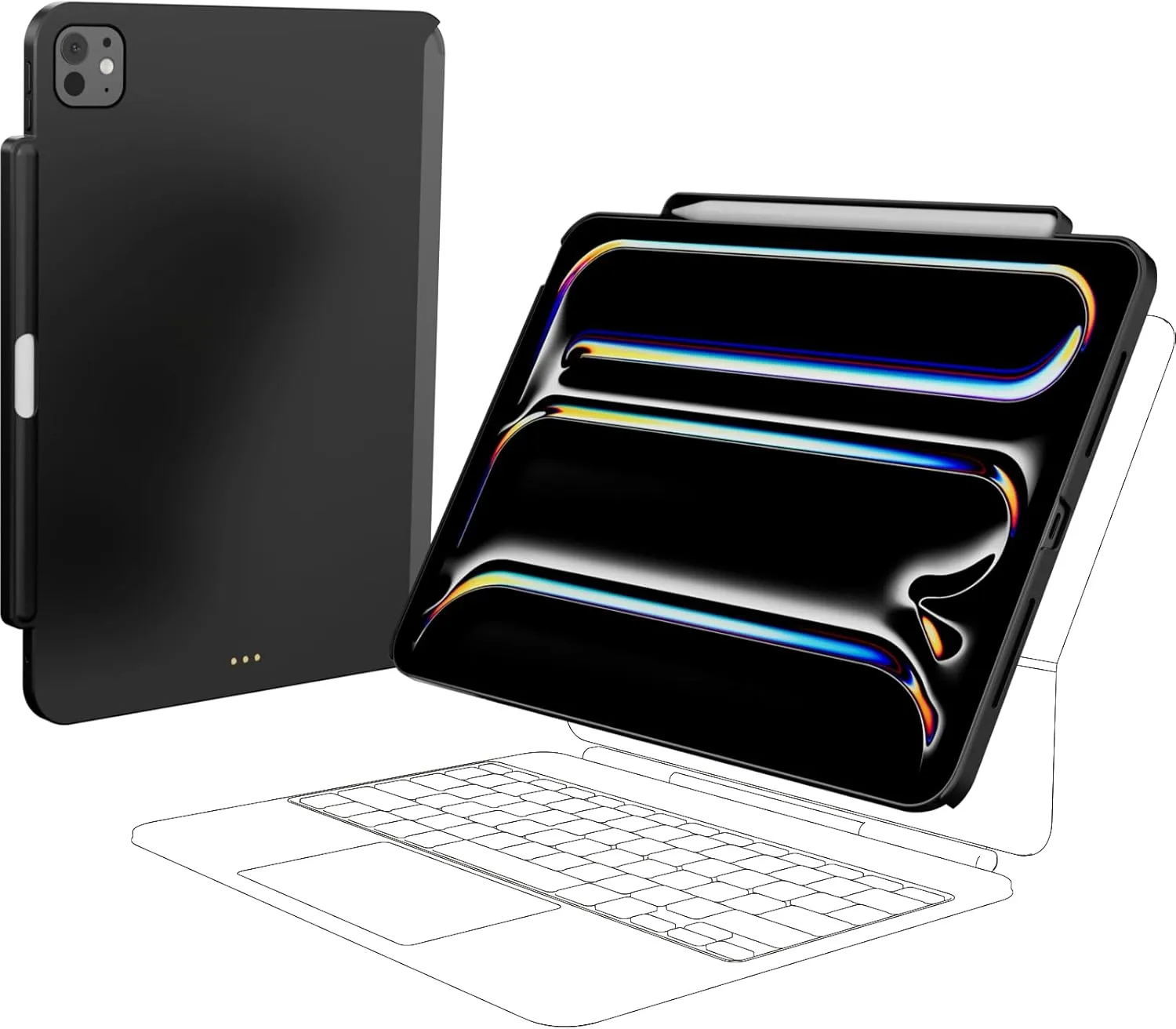 SwitchEasy CoverBuddy Lite for 2024 iPad Pro 11" - Case Compatible with Magic Keyboard for iPad Pro (M4), with Apple Pencil Pro Pencil Holder - Black