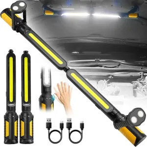 SYLSTAR Mechanic Work Light Bar with Sensor Control - 2400LM LED, 4400mAh Rechargeable Underhood Work Light with Hooks & Magnetic Base for Car Repairing, Garage Workshop, Emergency