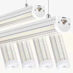 T12 4FT LED Shop Lights Garage Lights,65W 5000K 10400LM Daylight Color,Hanging/Surface Mount,Super Bright,Plug and Play,Linkable LED Shop Lights for Warehouse Workshop Basement,6Pack