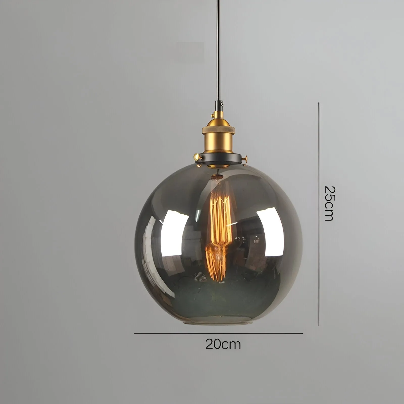 Taavita Pendant Light - Vintage Hanging Lamp - Smoke Glass Pendant Light