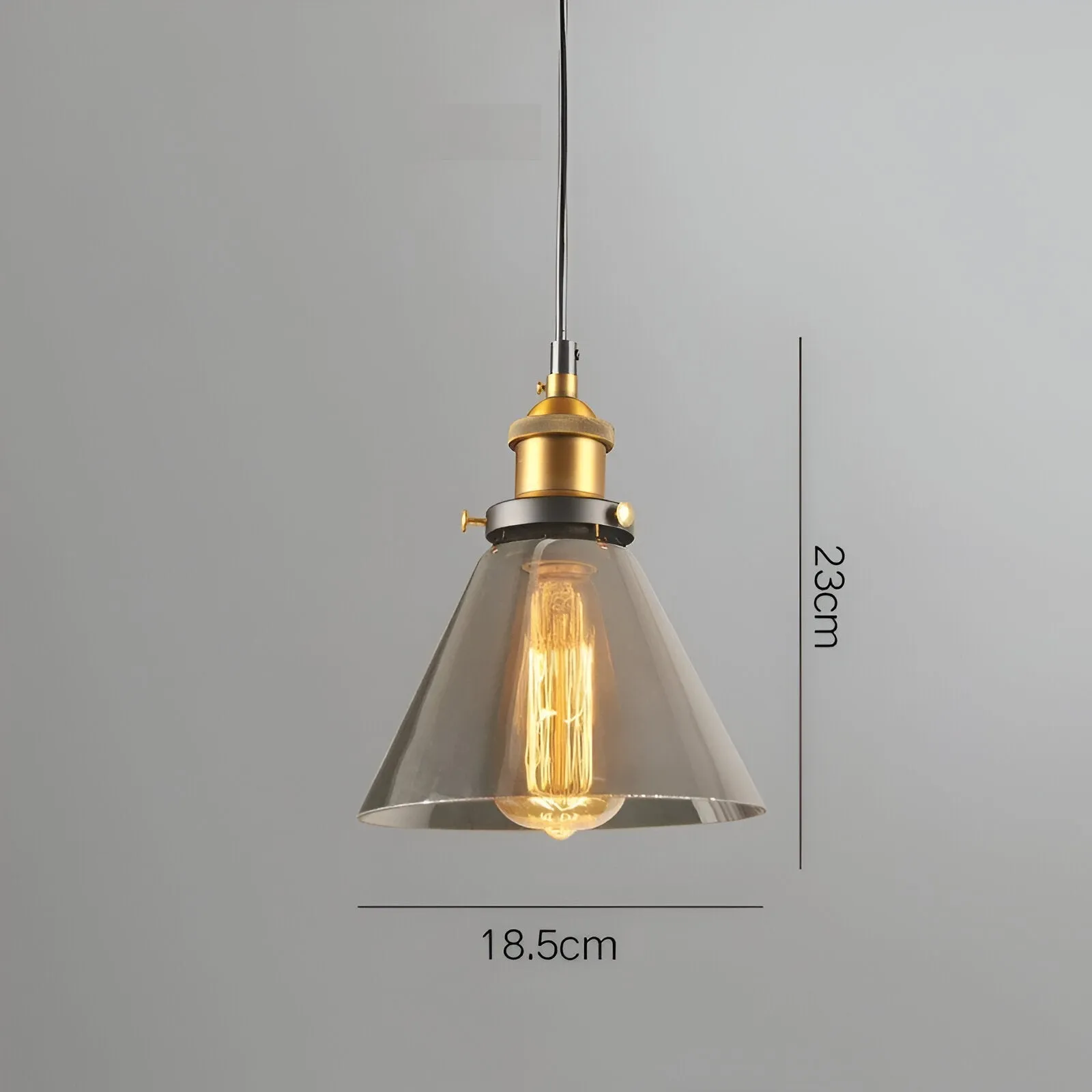 Taavita Pendant Light - Vintage Hanging Lamp - Smoke Glass Pendant Light
