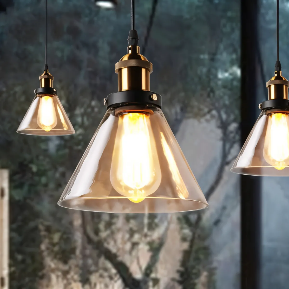 Taavita Pendant Light - Vintage Hanging Lamp - Smoke Glass Pendant Light