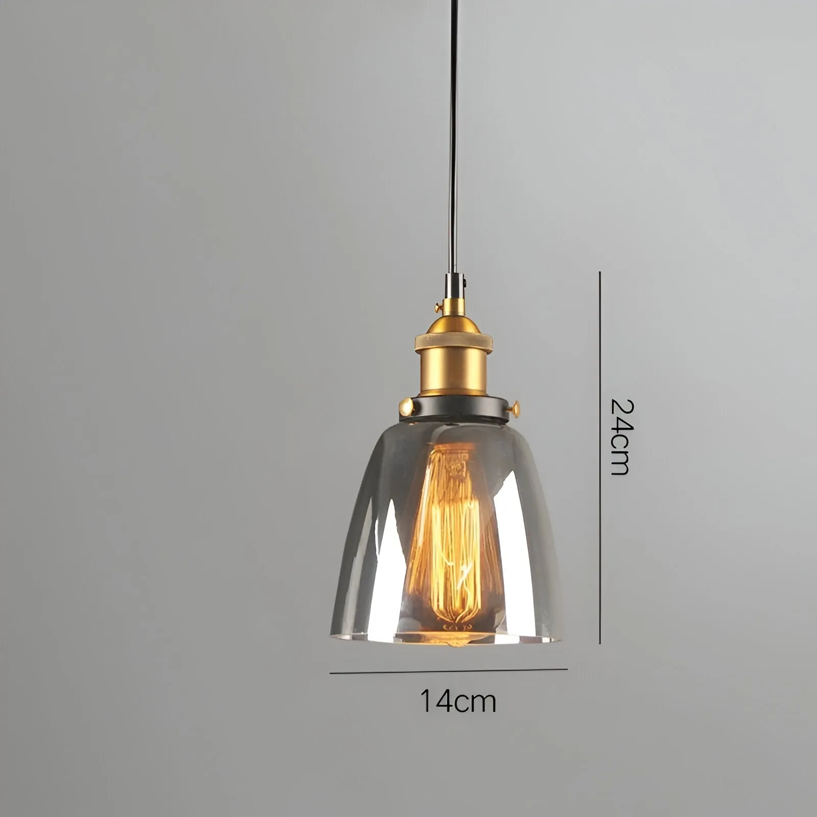 Taavita Pendant Light - Vintage Hanging Lamp - Smoke Glass Pendant Light