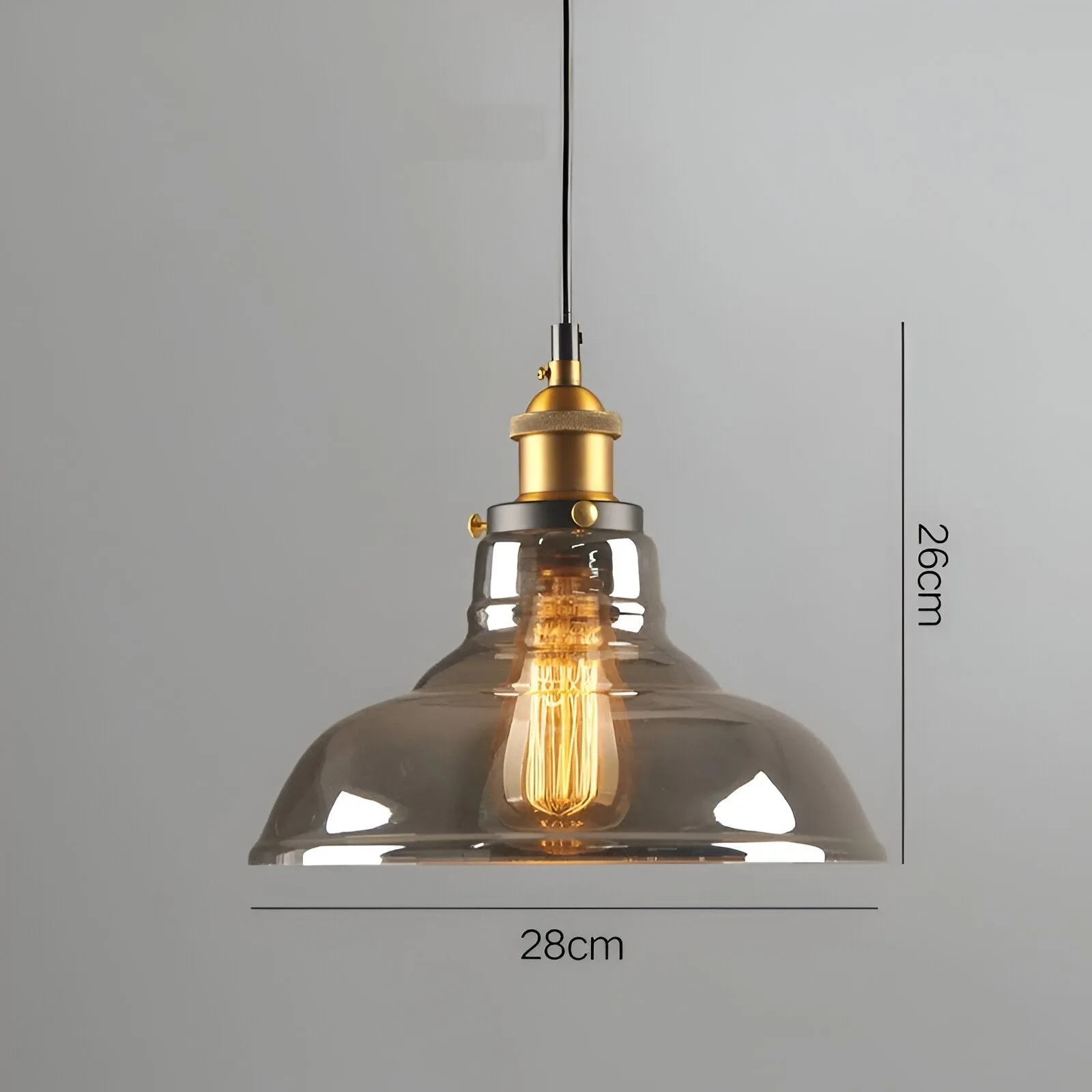 Taavita Pendant Light - Vintage Hanging Lamp - Smoke Glass Pendant Light